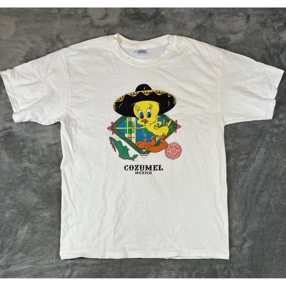 Looney Tunes Mania Other - Vintage Looney Tunes Men's T-shirt Size L White Tweety Mexico Ixtapa Reynosa